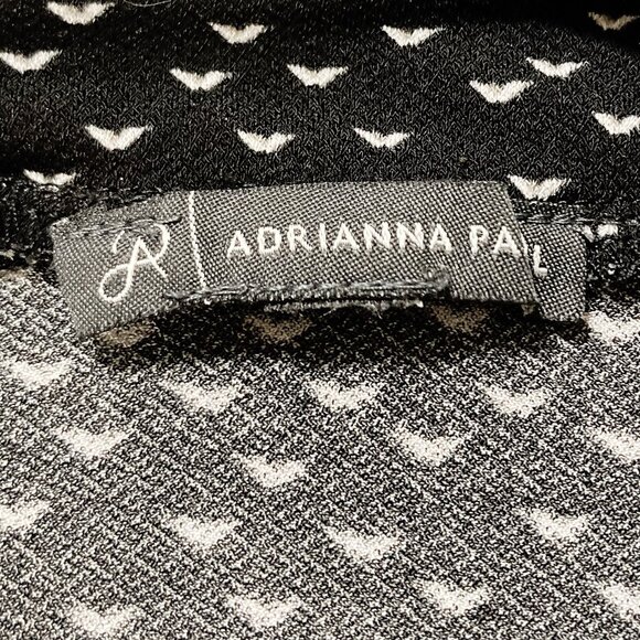 ADRIANNA PAPELL Plus-size black white ruffled high neck long-sleeve top XL 1X 2X - Picture 2 of 13